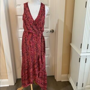 Pink Evereve Leopard Print Wrap Dress